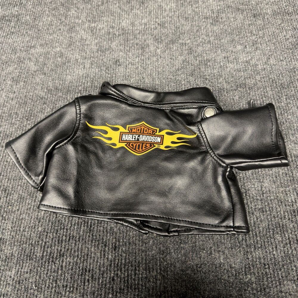 Build a Bear  Vinyl Faux Leather Harley Davidson Greaser Motorcycle Jacket 2004